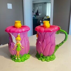Disney Pink and Green Tinker Bell Flower Mug Set